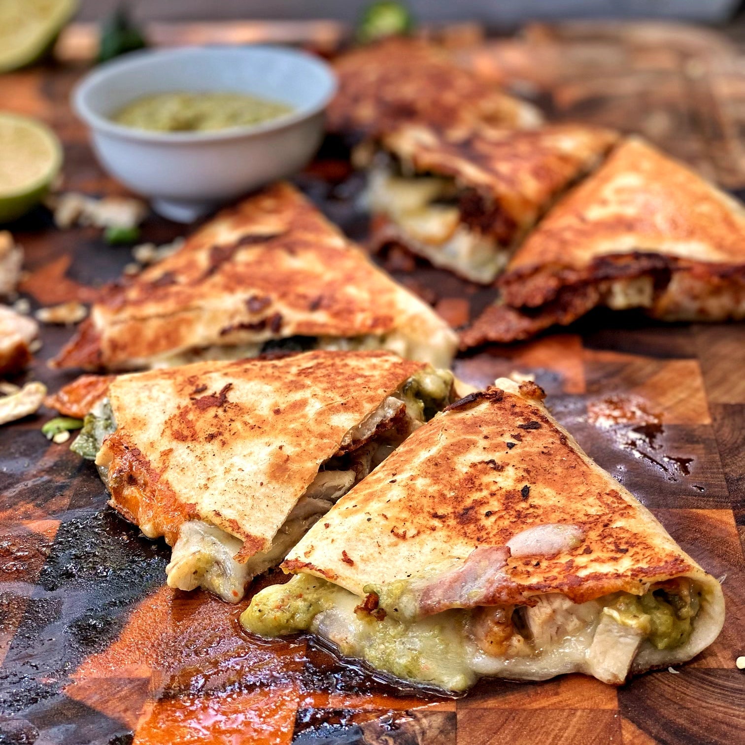 Chicken Poblano Quesadilla with Salsa Verde